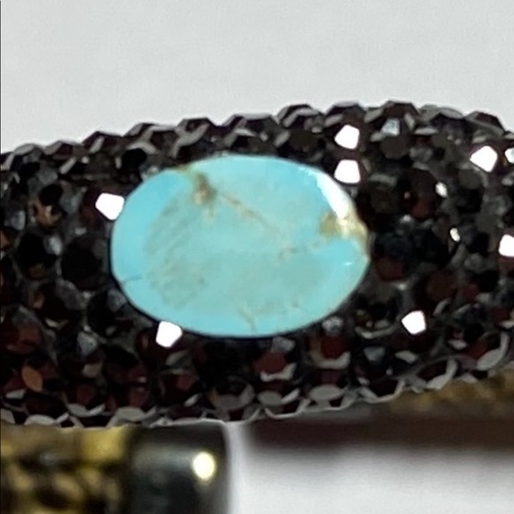 Snake skin silver blue turquoise Swarovski Crystal womens bracelet - Picture 5 of 5